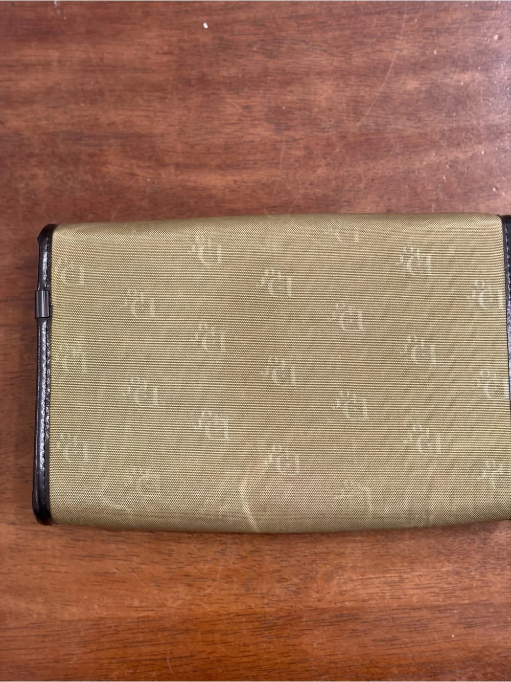 Dior Olive Green Canvas Clutch with Brown Trim